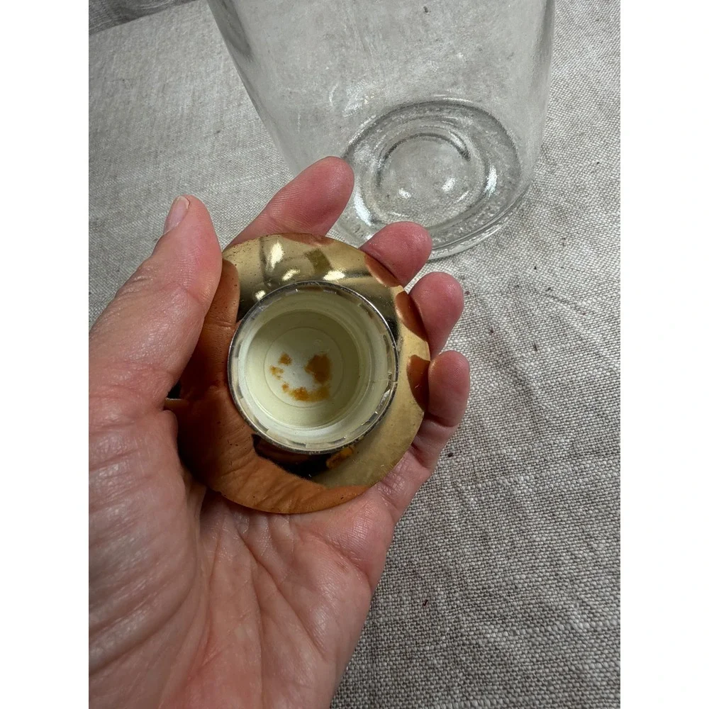 Gin Decanter Good Vintage Mid Century Modern Glass Gold Stopper 12 Inch